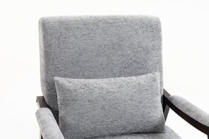 English Elm Mid Century Modern Rocking Armchair with Solid Wood Frame and Upholstered Seat Cushion Grayish W2530P568939