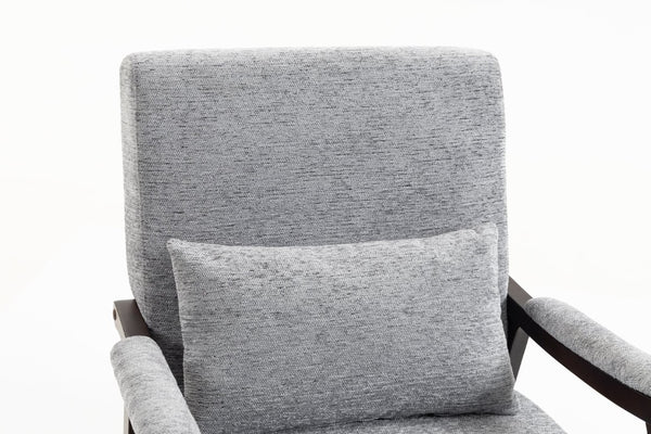English Elm Mid Century Modern Rocking Armchair with Solid Wood Frame and Upholstered Seat Cushion Grayish W2530P568939