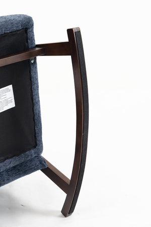 English Elm Mid Century Modern Rocking Armchair with Solid Wood Frame and Upholstered Seat Cushion Antique Blue W2530P568941