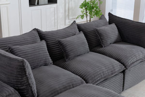 English Elm 102.3" Oversized Modular Sectional with Ottoman Cotton Linen Cloud Foam Living Room Sofa Antique Grey W2530S00023