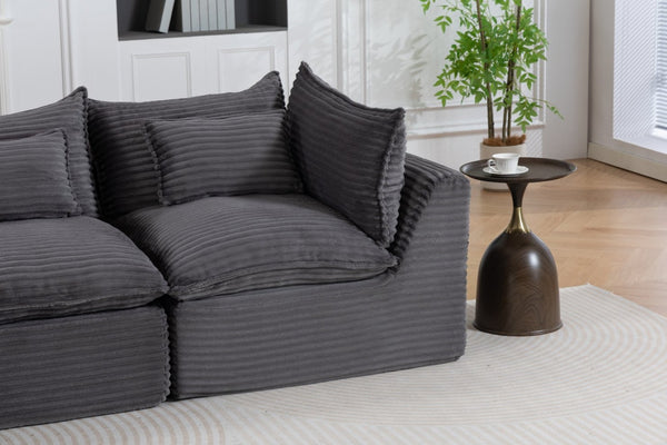 English Elm 102.3" Oversized Modular Sectional with Ottoman Cotton Linen Cloud Foam Living Room Sofa Antique Grey W2530S00023