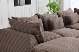 English Elm 102.3" Oversized Modular Sectional with Ottoman Cotton Linen Cloud Foam Living Room Sofa Khaki W2530S00024