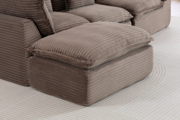 English Elm 102.3" Oversized Modular Sectional with Ottoman Cotton Linen Cloud Foam Living Room Sofa Khaki W2530S00024
