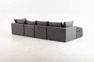 English Elm 129.8 Inch Oversized Modular Cloud Sectional Sofa with Deep Seats and Two Ottomans W2530S00025
