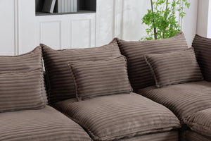 English Elm 023-X-4Seats-2Ottoman-Xgrey Modular Sectional with Deep Foam Seating and Two Versatile Ottomans W2530S00026