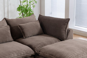 English Elm 023-X-4Seats-2Ottoman-Xgrey Modular Sectional with Deep Foam Seating and Two Versatile Ottomans W2530S00026