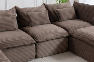 English Elm 023-X-4Seats-2Ottoman-Xgrey Modular Sectional with Deep Foam Seating and Two Versatile Ottomans W2530S00026