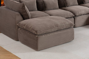 English Elm 023-X-4Seats-2Ottoman-Xgrey Modular Sectional with Deep Foam Seating and Two Versatile Ottomans W2530S00026