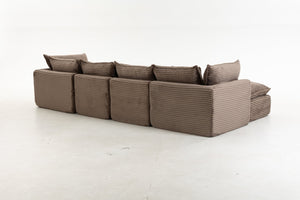 English Elm 023-X-4Seats-2Ottoman-Xgrey Modular Sectional with Deep Foam Seating and Two Versatile Ottomans W2530S00026