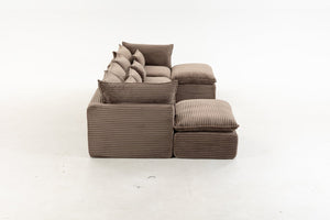 English Elm 023-X-4Seats-2Ottoman-Xgrey Modular Sectional with Deep Foam Seating and Two Versatile Ottomans W2530S00026