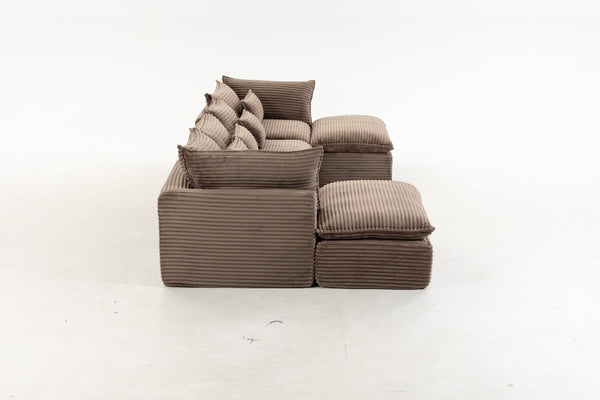 English Elm 023-X-4Seats-2Ottoman-Xgrey Modular Sectional with Deep Foam Seating and Two Versatile Ottomans W2530S00026