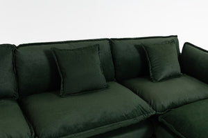 English Elm Modern Chenille Sectional Sofa with Chaise Ottoman and Waist Pillows for Living Room W2530S00027
