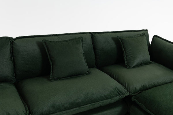 English Elm Modern Chenille Sectional Sofa with Chaise Ottoman and Waist Pillows for Living Room W2530S00027
