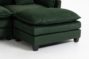 English Elm Modern Chenille Sectional Sofa with Chaise Ottoman and Waist Pillows for Living Room W2530S00027