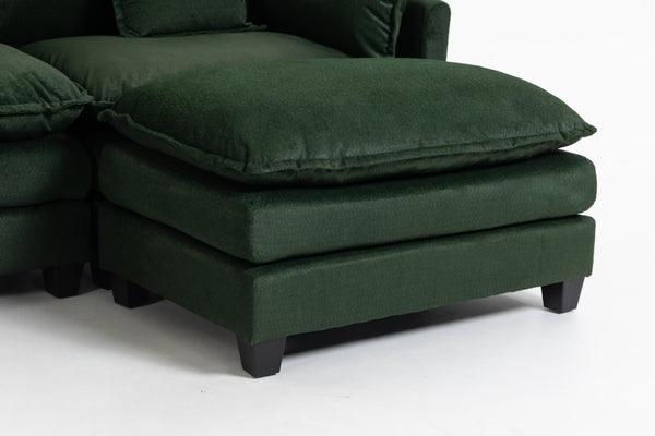 English Elm Modern Chenille Sectional Sofa with Chaise Ottoman and Waist Pillows for Living Room W2530S00027