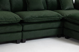 English Elm Modern Chenille Sectional Sofa with Chaise Ottoman and Waist Pillows for Living Room W2530S00027