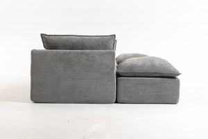 English Elm 102.3 Inch Modular Cloud Sectional with Ottoman Waffle Weave Fabric Deep Seat Sofa Antique Grey 129.8 inches W2530S00029