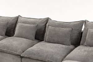 English Elm 102.3 Inch Modular Cloud Sectional with Ottoman Waffle Weave Fabric Deep Seat Sofa Antique Grey 129.8 inches W2530S00029