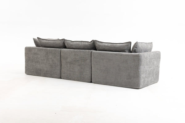 English Elm 102.3 Inch Oversized Modular Cloud Sectional Sofa Waffle Fabric with Ottoman Living Room W2530S00031