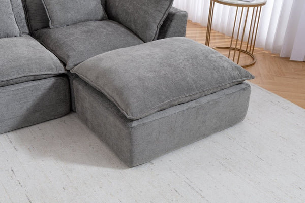 English Elm 102.3 Inch Oversized Modular Cloud Sectional Sofa Waffle Fabric with Ottoman Living Room W2530S00031