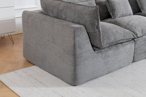 English Elm 102.3 Inch Oversized Modular Cloud Sectional Sofa Waffle Fabric with Ottoman Living Room W2530S00031