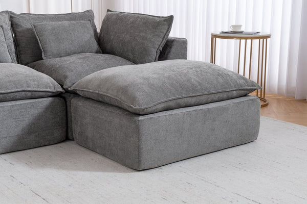English Elm 102.3 Inch Oversized Modular Cloud Sectional Sofa Waffle Fabric with Ottoman Living Room W2530S00031
