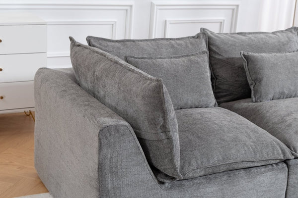 English Elm 102.3 Inch Oversized Modular Cloud Sectional Sofa Waffle Fabric with Ottoman Living Room W2530S00031