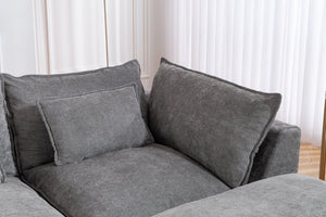 English Elm 102.3 Inch Oversized Modular Cloud Sectional Sofa Waffle Fabric with Ottoman Living Room W2530S00031