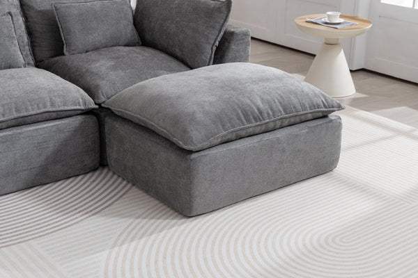 English Elm 102.3 Inch Oversized Modular Cloud Sectional Sofa Waffle Fabric with Ottoman Living Room W2530S00031