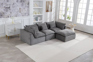 English Elm 102.3 Inch Oversized Modular Cloud Sectional Sofa Waffle Fabric with Ottoman Living Room W2530S00031
