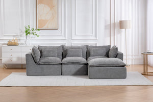 English Elm 102.3 Inch Oversized Modular Cloud Sectional Sofa Waffle Fabric with Ottoman Living Room W2530S00031