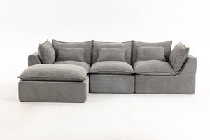 English Elm 102.3 Inch Oversized Modular Cloud Sectional Sofa Waffle Fabric with Ottoman Living Room W2530S00031