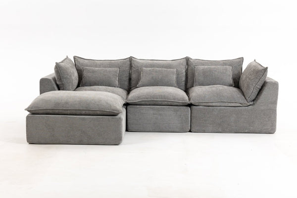 English Elm 102.3 Inch Oversized Modular Cloud Sectional Sofa Waffle Fabric with Ottoman Living Room W2530S00031