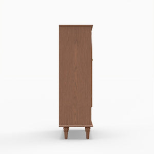 English Elm Vintage Farmhouse Display Cabinet Arched Glass Doors Wood Veneer Antique Glaze Finish W2557P414225
