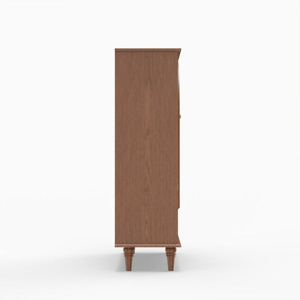 English Elm Vintage Farmhouse Display Cabinet Arched Glass Doors Wood Veneer Antique Glaze Finish W2557P414225