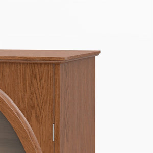 English Elm Vintage Farmhouse Display Cabinet Arched Glass Doors Wood Veneer Antique Glaze Finish W2557P414225