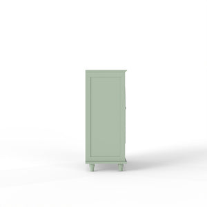 English Elm Farmhouse Sage Green Sideboard with Arched Glass Doors Tiered Top and Drawer Storage W2557P463778