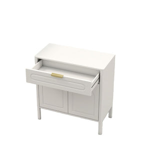 English Elm Modern Arched Matte Cabinet with Gold Pulls Engineered Wood Storage for Entryway White W2557P491094