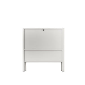 English Elm Modern Arched Matte Cabinet with Gold Pulls Engineered Wood Storage for Entryway White W2557P491094