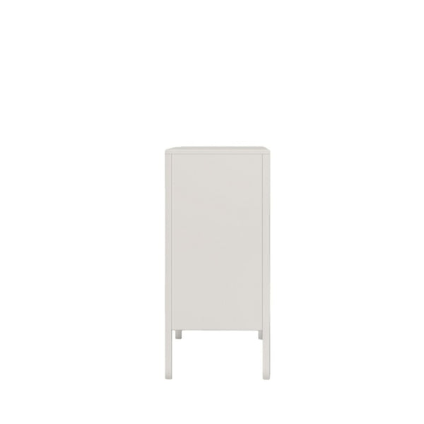 English Elm Modern Arched Matte Cabinet with Gold Pulls Engineered Wood Storage for Entryway White W2557P491094