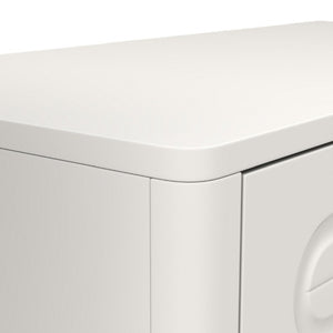 English Elm Modern Arched Matte Cabinet with Gold Pulls Engineered Wood Storage for Entryway White W2557P491094