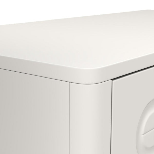 English Elm Modern Arched Matte Cabinet with Gold Pulls Engineered Wood Storage for Entryway White W2557P491094