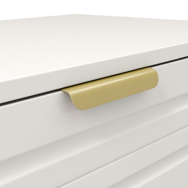 English Elm Modern Arched Matte Cabinet with Gold Pulls Engineered Wood Storage for Entryway White W2557P491094