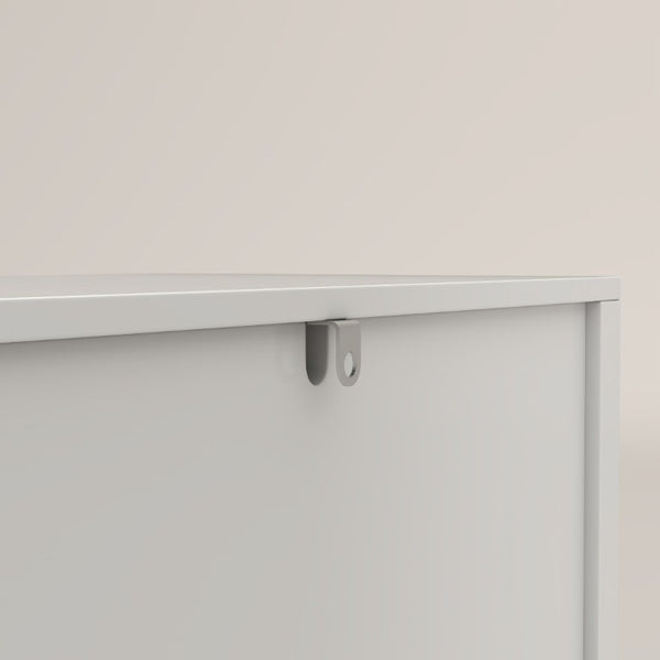 English Elm Modern Arched Matte Cabinet with Gold Pulls Engineered Wood Storage for Entryway White W2557P491094