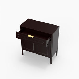 English Elm Modern Arched Matte Cabinet with Gold Pulls Engineered Wood Storage for Entryway Black W2557P491108