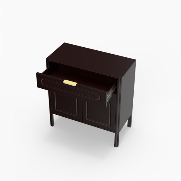 English Elm Modern Arched Matte Cabinet with Gold Pulls Engineered Wood Storage for Entryway Black W2557P491108