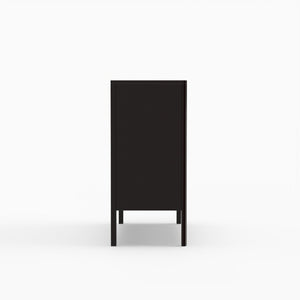 English Elm Modern Arched Matte Cabinet with Gold Pulls Engineered Wood Storage for Entryway Black W2557P491108