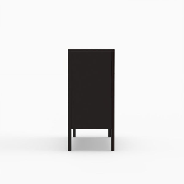 English Elm Modern Arched Matte Cabinet with Gold Pulls Engineered Wood Storage for Entryway Black W2557P491108