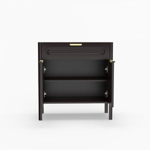 English Elm Modern Arched Matte Cabinet with Gold Pulls Engineered Wood Storage for Entryway Black W2557P491108