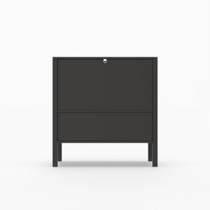 English Elm Modern Arched Matte Cabinet with Gold Pulls Engineered Wood Storage for Entryway Black W2557P491108